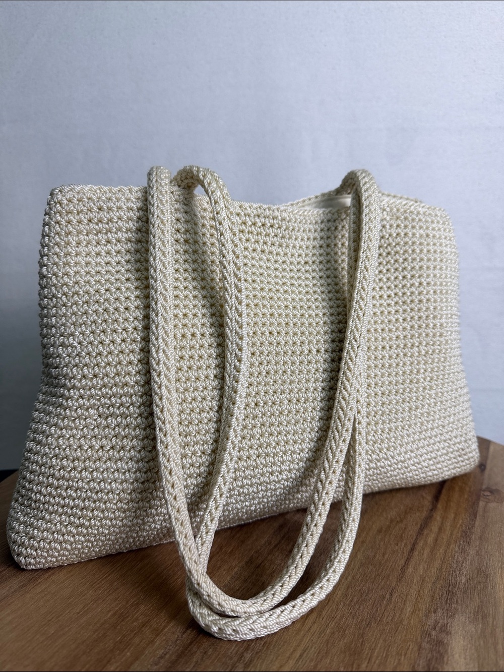 The Sak Cream Crochet Double-Strap Shoulder Bag